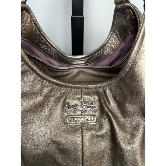 Coach Madison Metallic Silver Leather Hobo Shoulder Bag - Picture 3 of 16